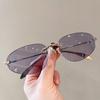Gafas de Sol Estilo Americano Personalidad Y2K Forma Cóncava Montura Oversize para Mujer Mismo Estilo Celebridad en Línea Gafas Sin Montura de Alta Gama Fotografía Callejera Tendencia