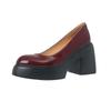 Zapatos de Mujer de Piel Genuina de Suela Gruesa y Tacón Grueso de 10 cm, Nuevos de Primavera, Punta Puntiaguda, Boca Baja, Plataforma Impermeable, Zapatos de Tacón Alto de Charol