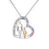 Collar de Dos Tonos con Forma de Corazón para el Día del Padre, Padre e Hija, con Colgante Grabado Incrustado de Diamantes, Joyería para Uso Diario, Lujo Ligero Europeo y Americano