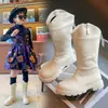 Botas de Montar Altas Marrones Retro para Niñas Otoño/Invierno 2026 Nuevas Cremallera Trasera Piel Suave Suela Gruesa Botas Largas de Piel para Niñas