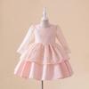 Novo manga comprida renda crianças princesa vestido de festa de aniversário vestido poncho vestido de noiva vestido babydress