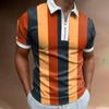 Comércio Exterior Masculino Transfronteiriço Nova Estação Independente Europeia e Americana Camisa Polo Masculina com Estampa Costura Listrada Camiseta de Manga Curta Top