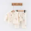 Atacado Conjunto Íntimo para Bebê Algodão Puro Tipo A Roupas de Outono para Recém-Nascidos e Conjunto de Calça Longa 0-6 Meses Conjunto Aberto de Duas Peças para Bebê