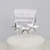 Cartão de inserção tridimensional estrela de cinco pontas coração Feliz aniversário decoração de bolo de aniversário plug-in bandeira de mesa de sobremesas