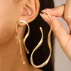 Pendientes asimétricos exagerados simples de estilo europeo y americano con forma de línea, pendientes de aleación trenzada con nicho retro transfronterizo para mujer