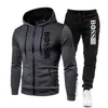 Ropa Deportiva con Capucha y Cremallera para Hombre, Traje de Sudoración Casual de Marca Tendencia con Estampado, Nuevo para Otoño e Invierno 2025, Transfronterizo