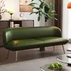 Sofá Retro para Apartamentos Pequeños, Versión Estrecha para Sala de Estar, Cuero con Cera de Aceite Verde, Adecuado para Área de Descanso de Tienda de Ropa, de Dos o Tres Plazas, Estilo Simple Nuevo