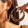Pendientes de círculo grande con estampado de leopardo exagerado, joyería transfronteriza entre Europa y Estados Unidos, diseño de chica sexy con sentido geométrico, nuevos pendientes