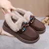 Zapatos de Tela de Old Beijing de Invierno para Mujer Zapatos de Algodón 2026 Nuevo Estilo Forrados de Terciopelo Cálidos Zapatos de Frijol Suela Blanda Engrosada Cómodos Zapatos para Madres