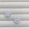 Pendientes pequeños de esmalte con forma de flor, estilo vintage francés, con incrustaciones de diamantes y pasadores de plata 925, temática del bosque, exquisitos, versátiles y de alta gama.