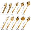 Set de Regalo de Utensilios de Cocina de Acero Inoxidable para Amazon Transfronterizo: Espátula, Cuchara para Sopa, Colador, Raspador de Polvo, Tenedor para Carne, Mango Curvo