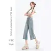 Jeans de Verano Finos Cortos para Mujer 2025 Nuevos de Cintura Alta Sueltos Petite Deshilachados Rasgados Pantalones Cortos