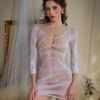 Roupa íntima sexy com fragrância para ouvir a noite, transparente, malha sexy, jacquard, arquivo aberto, pijama sexy de renda, malha sexy