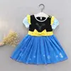 Halloween Vestido de Princesa Anna Frozen Infantil Outono Algodão Puro Meninas Bebê Vestido Manga Curta Dropshipping