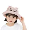 Nuevo Sombrero de Pescador Lindo de Gato para Niños Primavera y Verano para Niños y Niñas, Sombrero Transpirable con Protección Solar, Sombrero de Cubo de Dibujos Animados Estilo Coreano