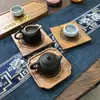 Suporte para Bule de Chá Seco em Madeira de Nogueira, Suporte para Bule Estilo Chinês, Bandeja de Chá, Base para Bule Tipo Armazenamento de Água, Porta-copos Pequeno de Madeira com Armazenamento de Água