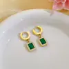Moda Celebriedad de Internet Esmeralda Diamante Cuadrado Zircón Pulsera Hoja Dorada Cadena de Clavícula Traje Pulsera Collar Mujeres Europa y América