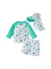 Novo Estilo Roupa de Surfe Infantil Peça Única Manga Longa Bebê Menina Fofa Bebê Conjunto de Três Peças Estampado Roupa de Banho com Proteção Solar