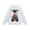 Camiseta de manga larga lavada con estampado de dibujos animados de anime japonés para hombre, top básico retro de moda nacional de gran tamaño para pareja, otoño