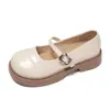 Sapatos JK de couro grossos com salto grosso estilo britânico branco para mulheres, novo modelo de outono 2026, adequados para combinar com saias, sapatos Mary Jane de salto único