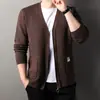 Cardigan de Tricô Masculino Explosões ao Vivo Moda Primavera e Outono Jaqueta de Tricô Casual Saco a Vácuo Tricô Versátil Roupa Masculina