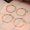 Xinyixin Acero Inoxidable Hecho a Mano Circonita Geométrico Super Brillante Gleanus Combinación de Pulsera Chapado PVD Color Oro de 18K Conservación del Color