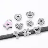 Aleación Incrustada con Pedrería, Corona en Forma de Corazón, Estrella de Cinco Puntas, Cuentas Planas con Agujero en Forma de Flor, Accesorios de Joyería para Pulseras de Muñeca DIY Hechas a Mano