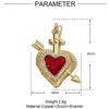 Colgante de cobre y circón con forma de corazón de melocotón, con siete cuentas, estilo estéreo, con forma de corazón de melocotón y aceite, accesorios de joyería DIY, collar con alas de palma.