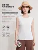 Camiseta sin mangas básica plisada estilo Miyake, cuello redondo, corte holgado, adelgazante, camisa base plisada, disponible para compra al por mayor