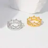 Anillo de Acero Inoxidable de Venta Caliente Transfronteriza, Corona Moderna y Lujosa, Apertura Dorada de 18K que No se Desvanece, Pulsera Ajustable de Acero de Titanio