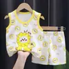 Terno Colete Infantil Verão Algodão Puro Meninos Novo Meninas Shorts Roupas Estilo Coreano Roupa de Bebê Roupa Infantil Atacado