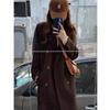 Nuevo Abrigo de Lana Estilo Coreano para Mujer Petite Otoño e Invierno 2026, Abrigo Largo de Lana Negro para Temporada Intermedia