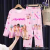 Pijama Infantil Capivara para Meninos, Crianças Médias e Grandes, Calças de Manga Comprida para Meninas, Conjunto de Roupa de Casa de Desenho Animado do Sudeste Asiático