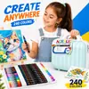 Set de 240 marcadores acrílicos de punta suave estilo maleta, diseño sin presión, para arte estudiantil, pintura DIY