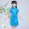 Cheongsam de Niña Verano Nuevo Estilo Retro Vestido de Princesa Mejorado Estilo Chino Traje Tang para Niños Vestido para Bebé Niña