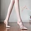 2025 Nuevos Tacones Altos de Moda Sexy con Pedrería Punta Afilada Impresionantes Elegantes Versátiles Aumentadores de Altura Adelgazantes Sandalias