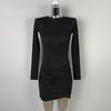 Vestido elegante de estilo coreano ins ajustado que combina con todo de manga larga para mujer, sexy con escote y cadera, falda base interior, nuevo de otoño e invierno