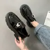 Zapatos de Cuero Negros con Suela Gruesa Estilo Británico Retro para Mujer 2026 Primavera Nuevos Estilo Japonés JK Versátiles Mocasines de Punta Redonda