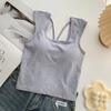 Chaleco Sexy Estilo Hong Kong Cuello Cuadrado para Mujer Interior Cruz Espalda Hermosa Tirantes Delgados Pequeños Base con Cinturón Almohadilla para el Pecho Ropa Interior Popular en Internet Chica Dulce y Picante