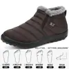 Sapatos de Algodão Inverno Casal Botas de Neve Botas de Algodão Acolchoadas com Forro de Lã Poliuretano Quente Sapatos Casuais para Caminhada Sapatos de Bico Redondo para Idosos