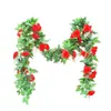 Enredadera de rosas flores artificiales para decoración, cubriendo tuberías de aire acondicionado interiores, embelleciendo tuberías de calefacción, hojas verdes de plástico, flores pequeñas falsas