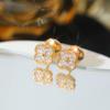 Versão Alta V Ouro Mini Pequeno Trevo de Quatro Folhas Seis Flores Pulseira Brincos Diamante Completo Ouro Champagne Colar Trevo de Quatro Folhas Anel para Mulheres
