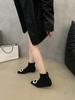 Botines Negros con Pedrería Estilo Chanel para Mujer que Aumentan la Altura, Botas Elásticas Ajustadas Otoño e Invierno 2025