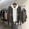 Camisa Camada Baobaojia Estilo Old Money com Gola Reversível, Suéter de Tricô Falso Duas Peças para Mulheres, Blusa de Designer Início do Outono 2026