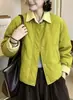 Chaqueta Abrigo de Algodón de Alta Gama Otoño/Invierno Nuevo Bloque de Color Patchwork Ribeteado para Mujer Petite Ligero Corto Moda Ropa de Algodón Top