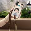 Adecuado para funda de teléfono móvil Infinix Textura Dibujos Animados Silicona Lanyard de Pareja Simple Carcasa Blanda Dos Tonos Versión Q A prueba de Polvo