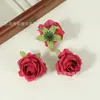 Cabezas de Flores de Rosa Artificiales Tela de Seda Decoración de Pared de Flores para Bodas Flores Falsas Materiales Hechos a Mano DIY Flores de Estilo Europeo Vintage