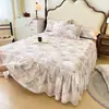 Novo modelo 2026 saia de cama de solteiro escovada 100% algodão, conjunto de peça única de três peças, conjunto de capa de edredom de quatro peças