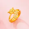 Conjunto de Colar e Anel Raposa Pequena com Microincrustação Dourado Sand Vietnamese Moda de Luxo Leve Pulseira Versátil Joias Atacado