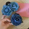YHJ Accesorios para el Cabello Estilo Nuevo Azul Denim Camelia Pinza Pinza de Tiburón Retro de Alta Gama para Mujer Pinza para el Pelo de la Parte Trasera del Cabello Pinza para el Cabello